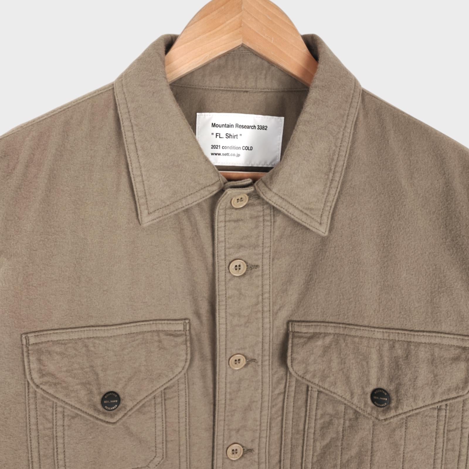 MOUNTAIN RESEARCH Men's Made in Japan Khaki Brushed Flannel FL Overshirt