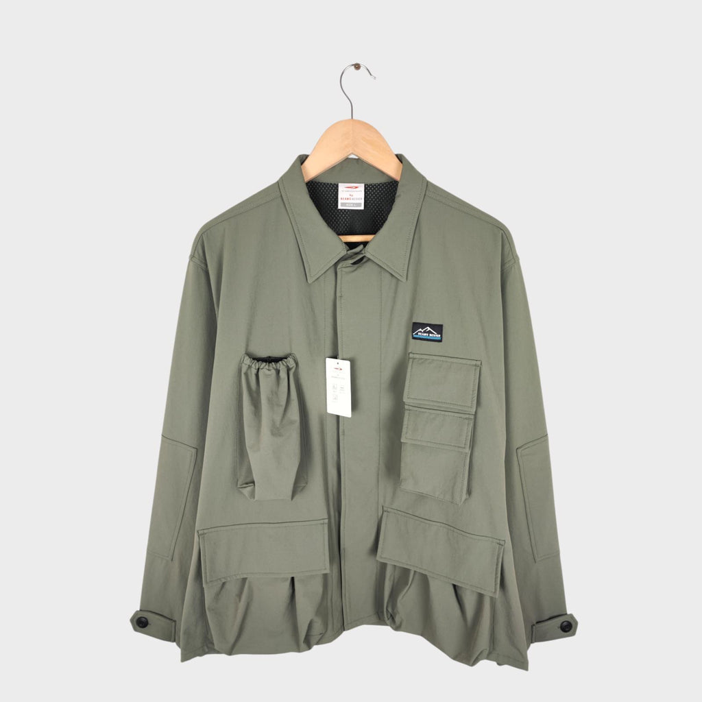 BEAMS x TIGORA Men's Green Water Repellent Utility Jacket