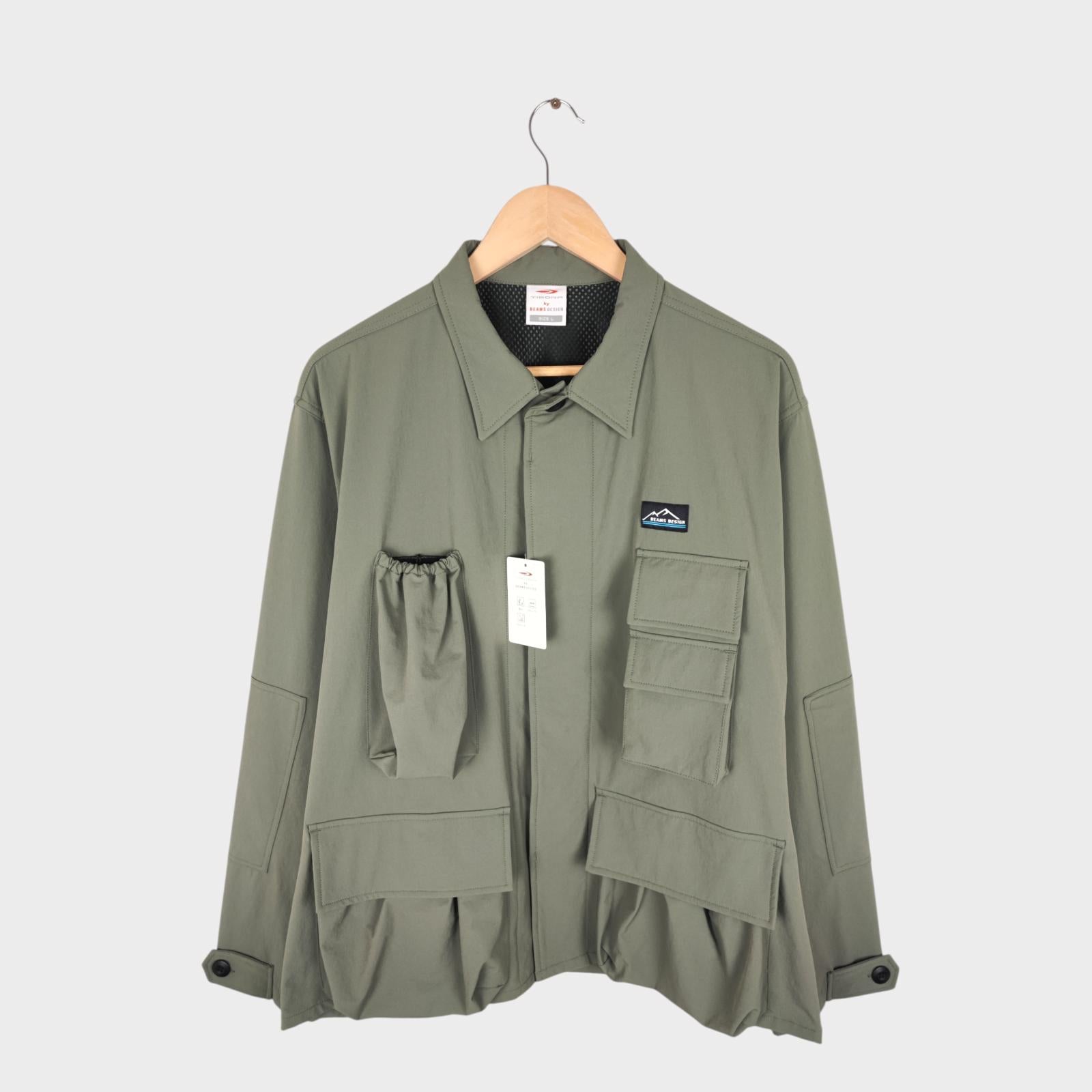 BEAMS x TIGORA Men's Green Water Repellent Utility Jacket