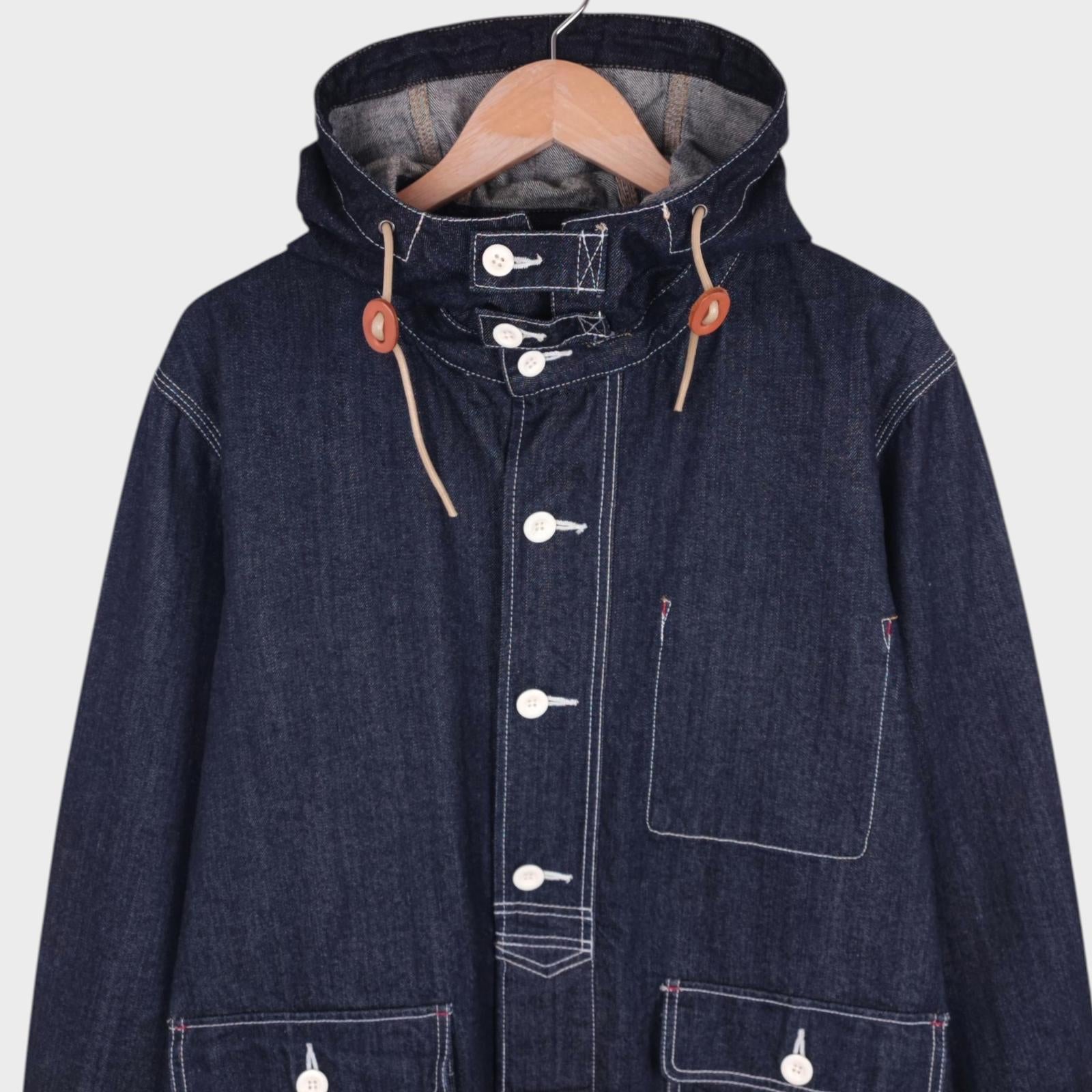 BACK NUMBER Men's Blue Heavyweight Japanese Denim Naval Parka Jacket