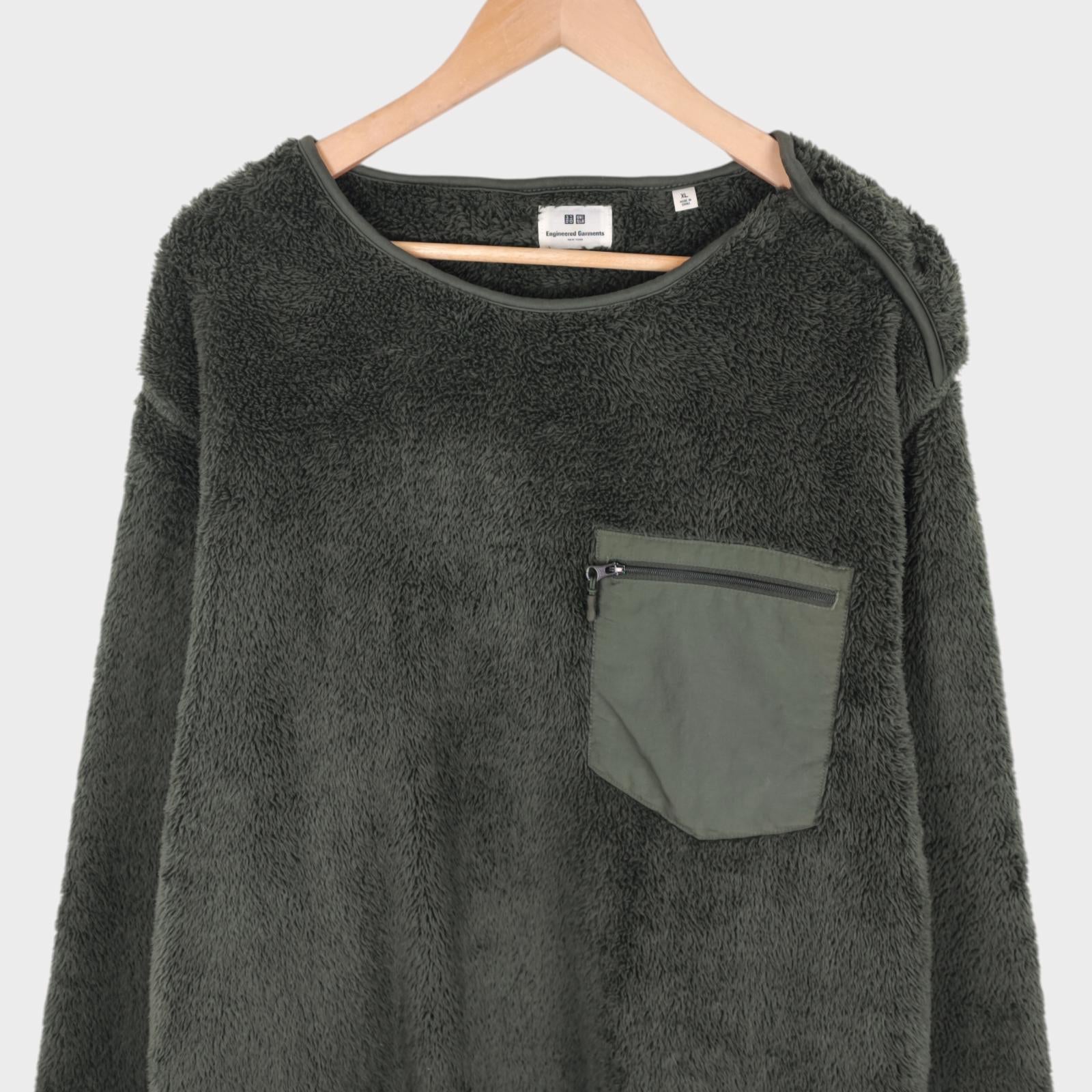 ENGINEERED GARMENTS x UNIQLO Men's Khaki Green Sherpa Fleece Jumper