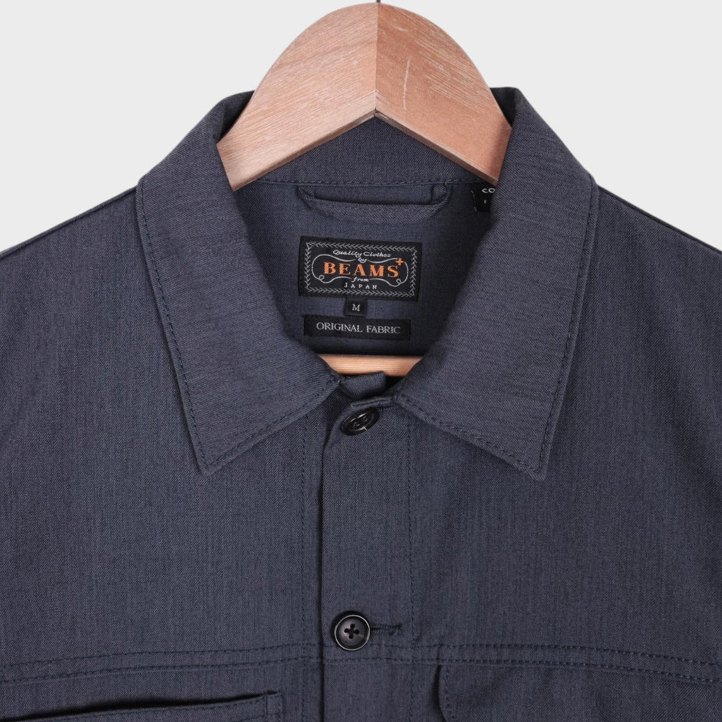 BEAMS PLUS Men's Grey Wool Blend Cordura Fabric Trucker Jacket