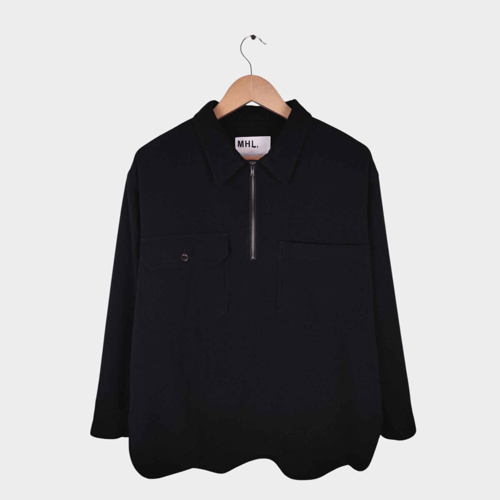 MHL MARGARET HOWELL Men's Black Cotton Wool Pullover Overshirt