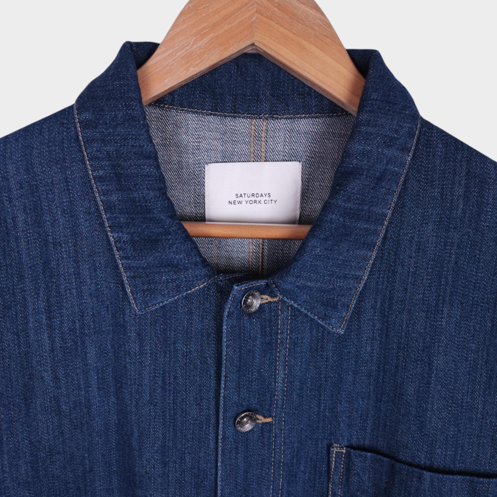 SATURDAYS NYC Men's Blue Denim Utility Chore Jacket