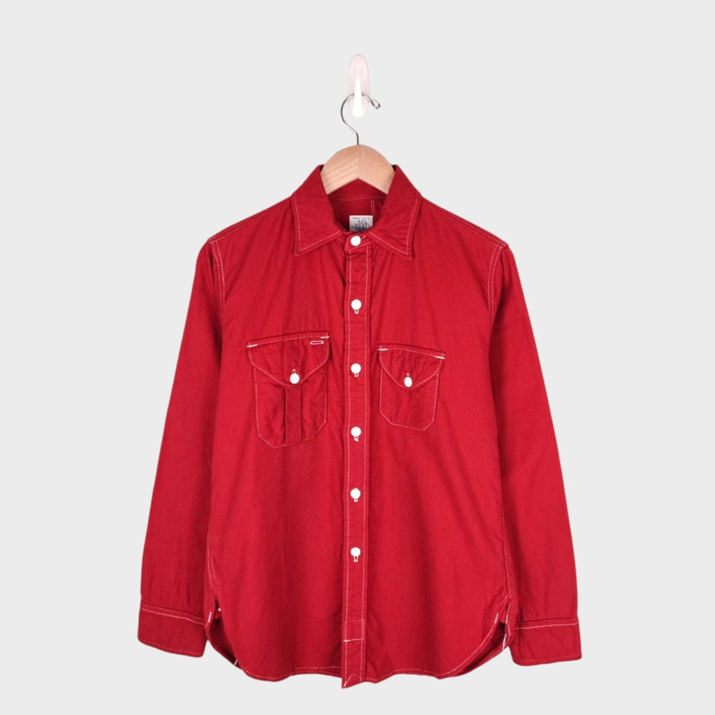 POST OVERALLS Men's Red Brushed Flannel Work Shirt
