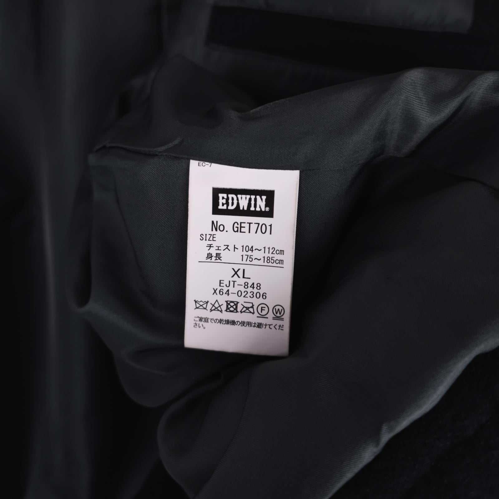 EDWIN Japan Men's Black Wool Blend Relaxed Fit Blouson Jacket
