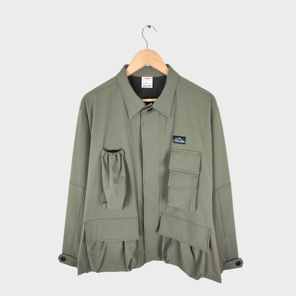 BEAMS x TIGORA Men's Green Water Repellent Utility Jacket