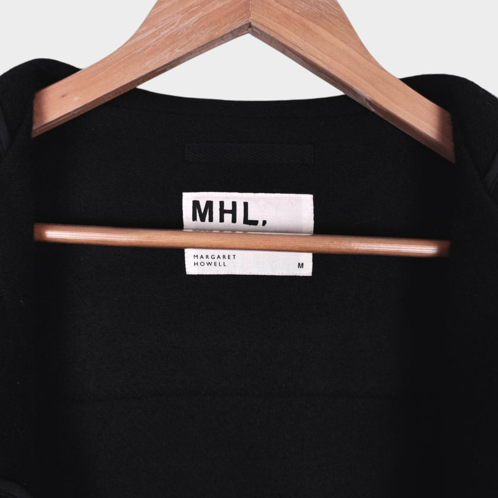 MHL MARGARET HOWELL Men's Black Heavyweight Wool Blend Duffle Coat