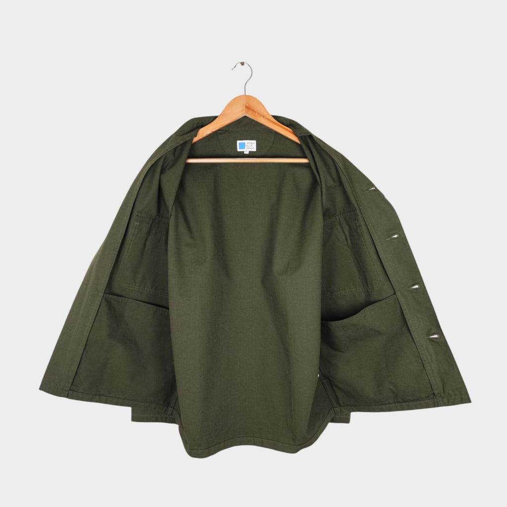 JAPAN BLUE JEANS Men's Made in Japan Green Military Heavyweight Ripstop Cotton Jacket