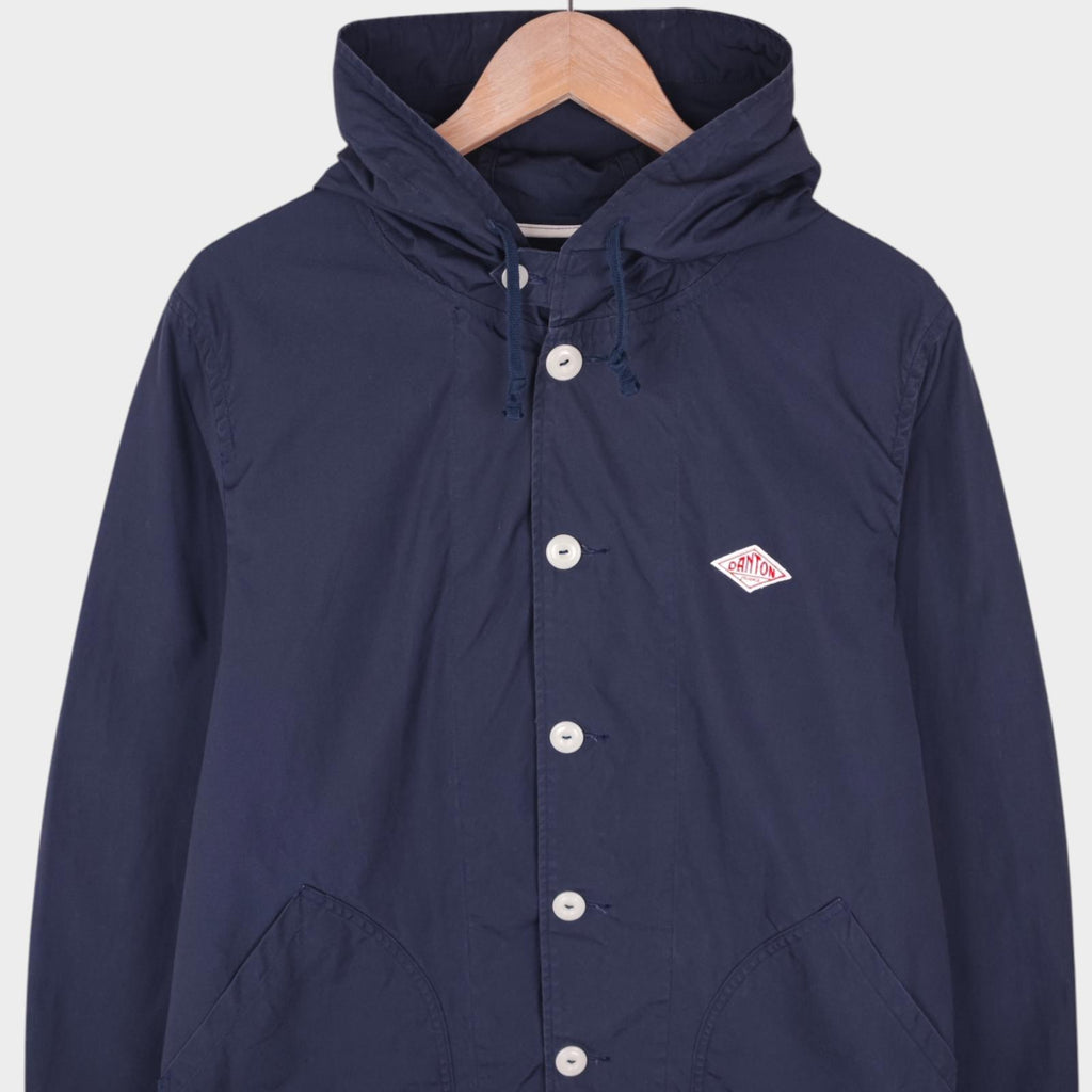 DANTON Men's Blue Made in Japan Cotton Poplin Hooded Jacket