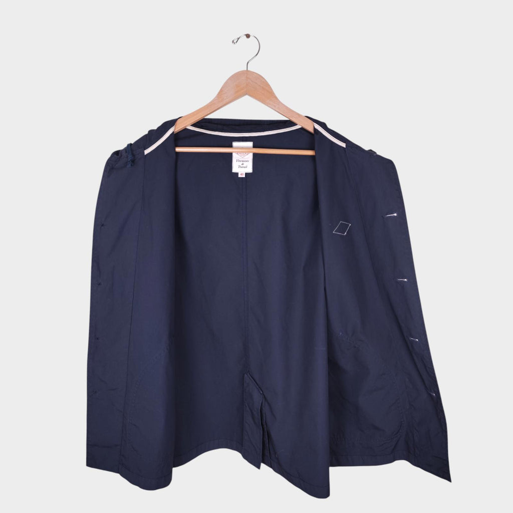 DANTON Men's Blue Made in Japan Cotton Poplin Hooded Jacket