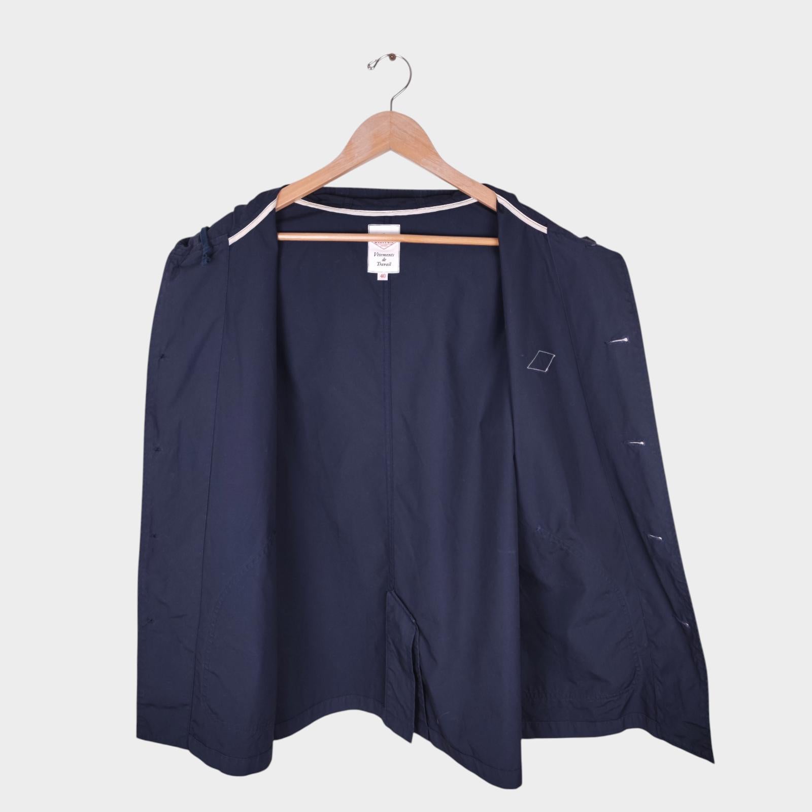 DANTON Men's Blue Made in Japan Cotton Poplin Hooded Jacket
