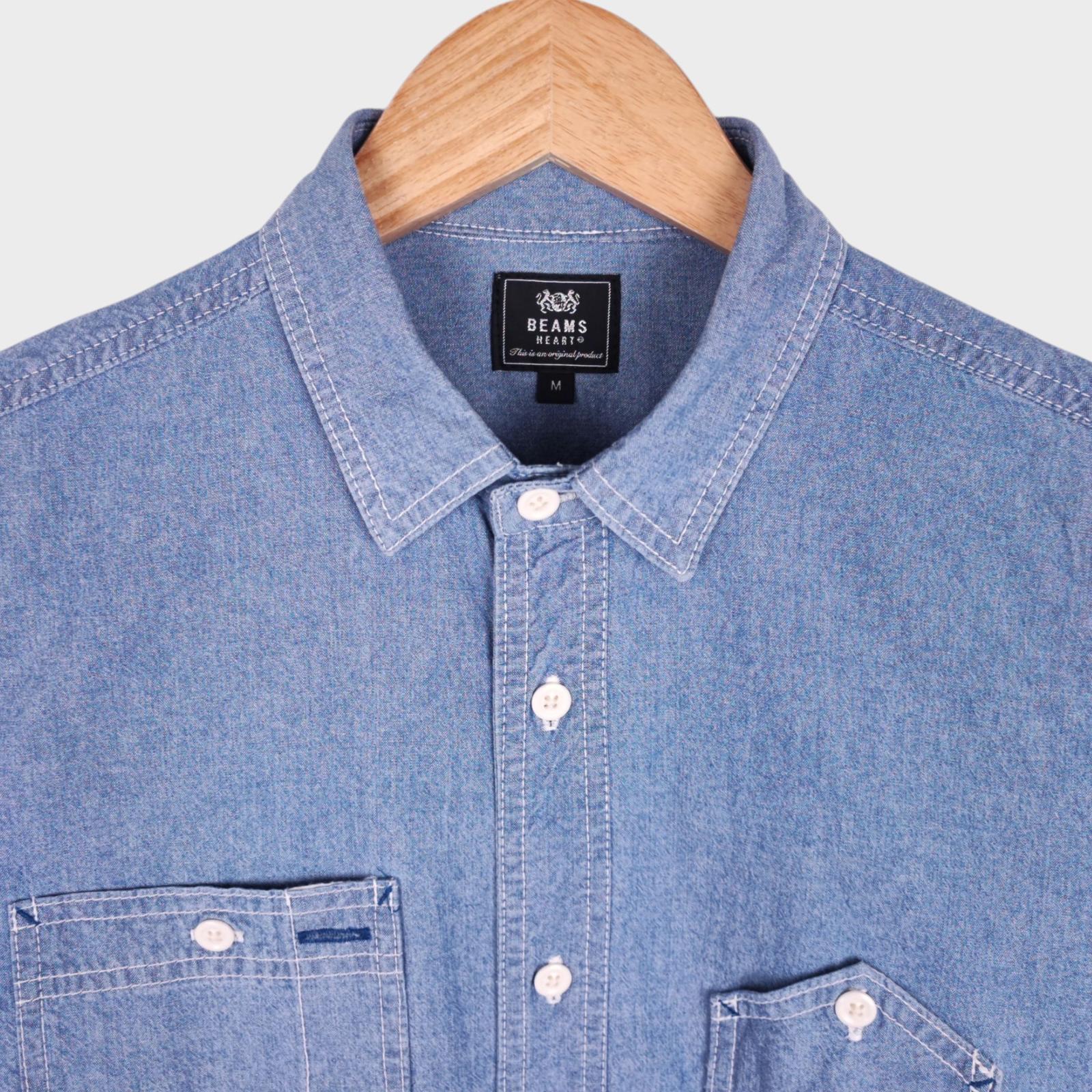 BEAMS Heart Men's Blue Chambray Work Shirt