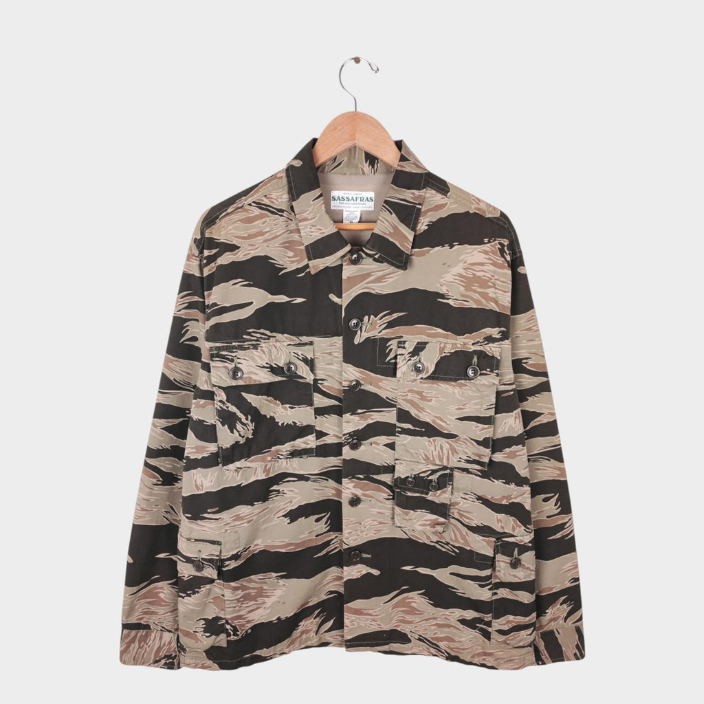 SASSAFRAS Men's Made in Japan Camo Cotton G.D.U. Military Utility Jacket