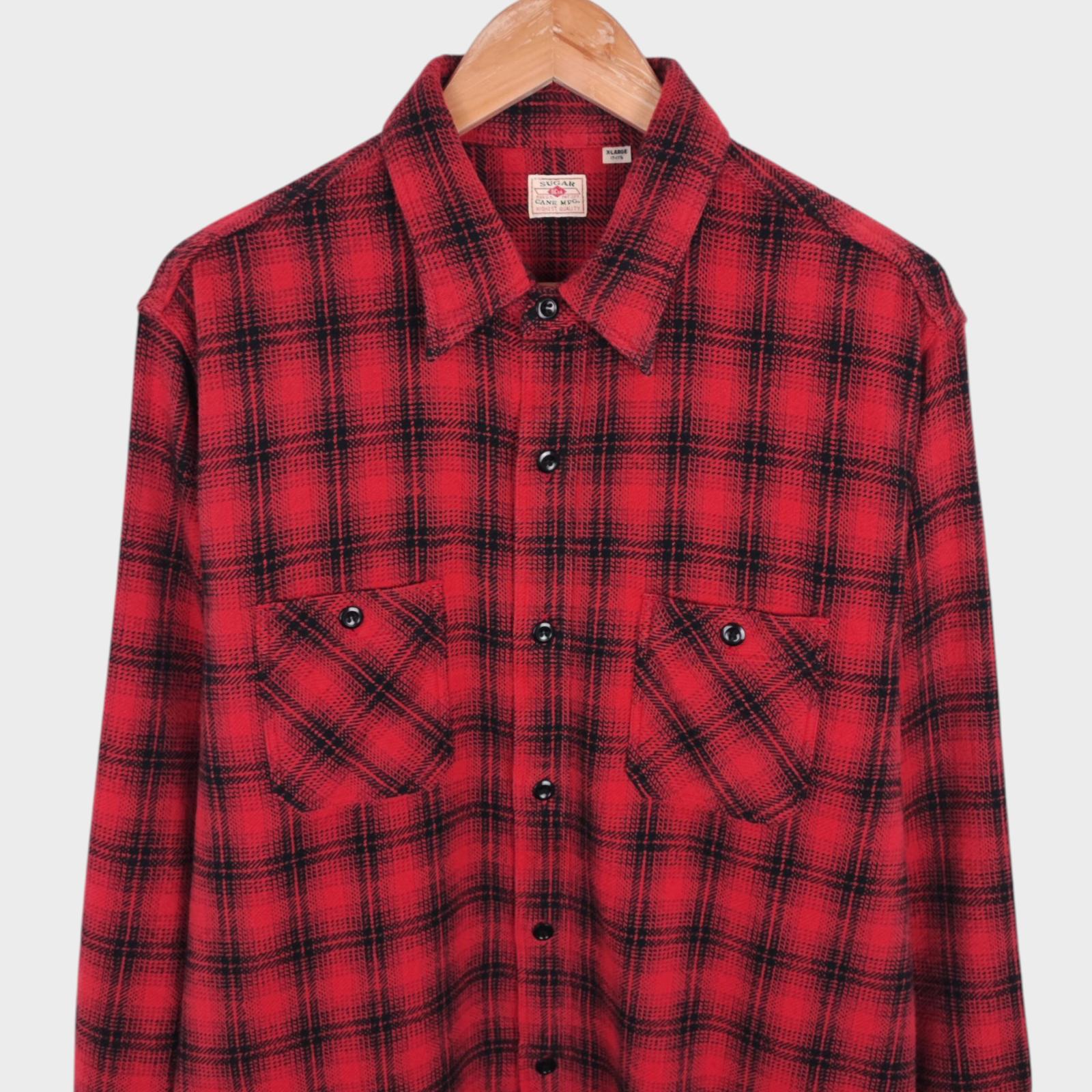 SUGAR CANE Men's Made in Japan Red Check Soft Flannel Work Shirt