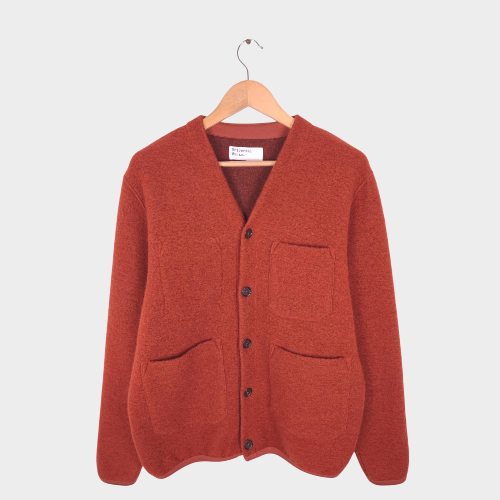 UNIVERSAL WORKS Men's Orange Wool Fleece Cardigan