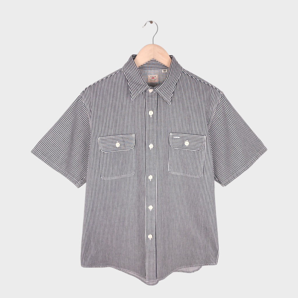 SUGAR CANE Men's Made in Japan Hickory Stripe Short Sleeved Shirt