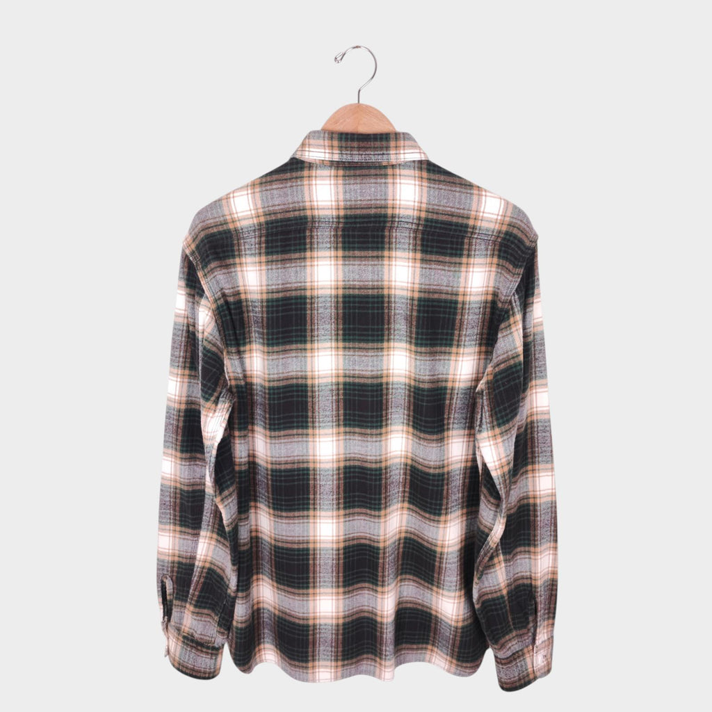 BEAMS PLUS Men's Made in Japan Cotton Wool Blend Checked Flannel Shirt