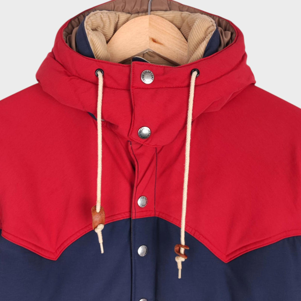 SUGAR CANE Men's Navy/Red Hooded 60/40 Cotton Nylon Padded Jacket