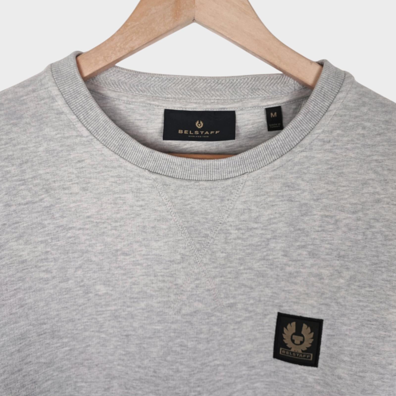 BELSTAFF Men's Grey Cotton Chest Badge Crewneck Sweatshirt