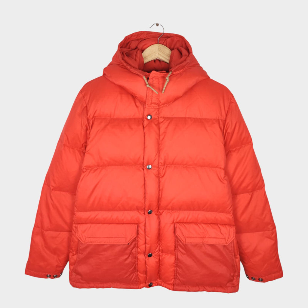 SUGAR CANE Men's Bright Orange Ripstop Nylon Down Puffer Jacket