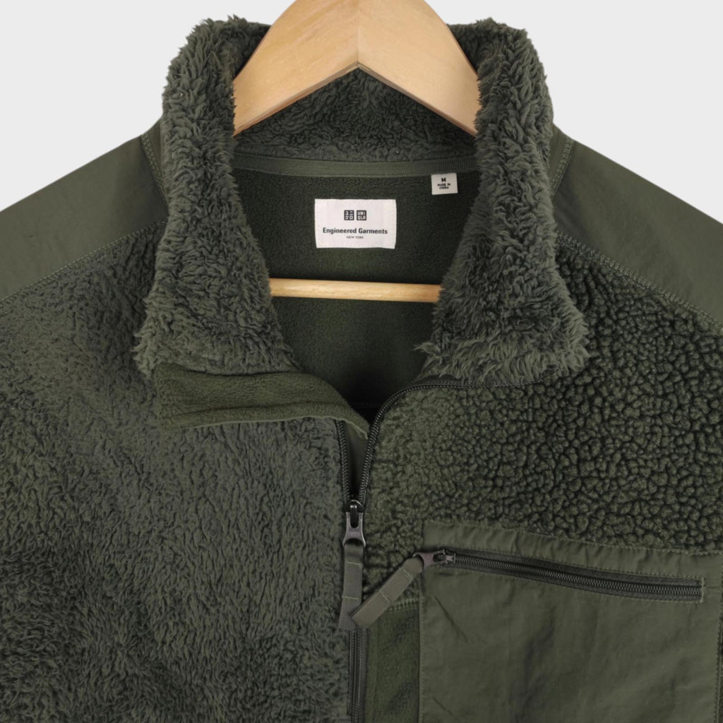 ENGINEERED GARMENTS x UNIQLO Men's Khaki Green Patchwork Fleece Jacket