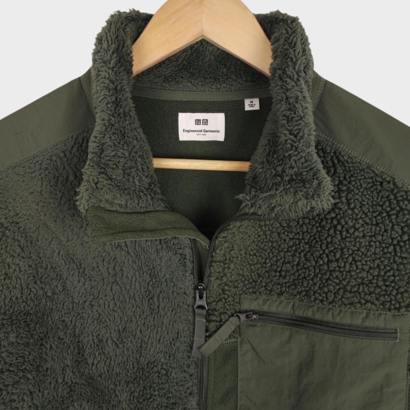 ENGINEERED GARMENTS x UNIQLO Men's Khaki Green Patchwork Fleece Jacket