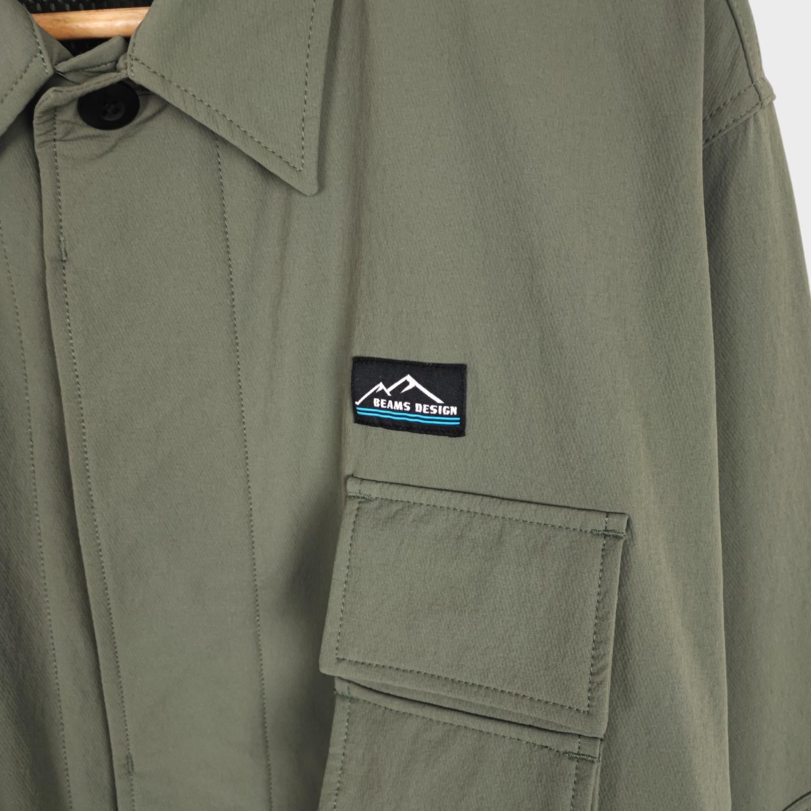 BEAMS x TIGORA Men's Green Water Repellent Utility Jacket