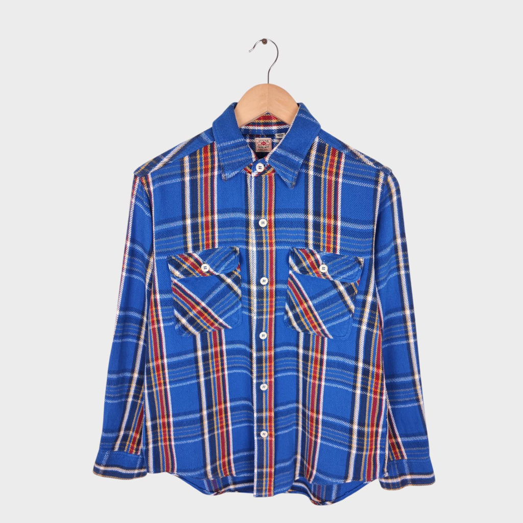 SUGAR CANE Men's Made in Japan Blue Checked Soft Twill Work Shirt