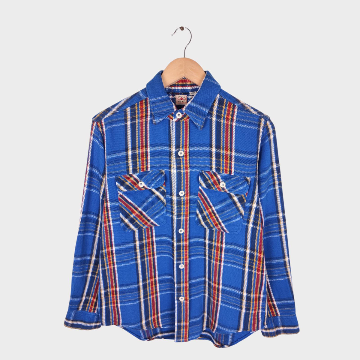 SUGAR CANE Men's Made in Japan Blue Checked Soft Twill Work Shirt