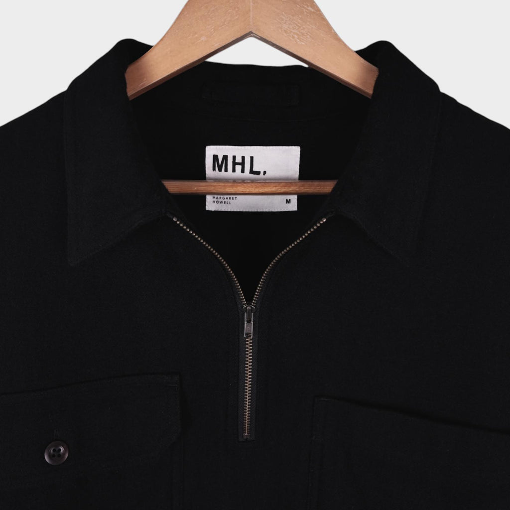 MHL MARGARET HOWELL Men's Black Cotton Wool Pullover Overshirt