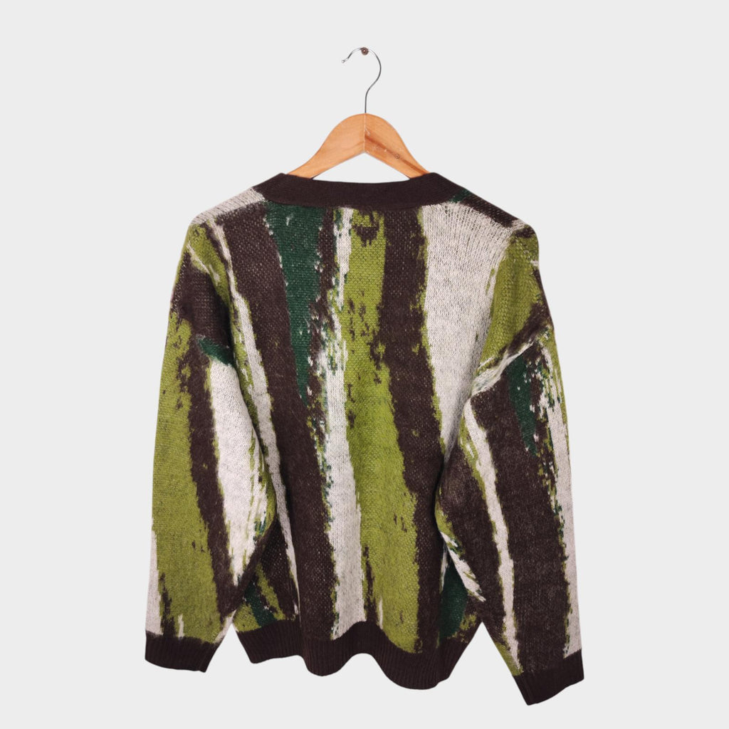 BEAMS HEART Men's Marble Jacquard Shaggy Grunge Cardigan