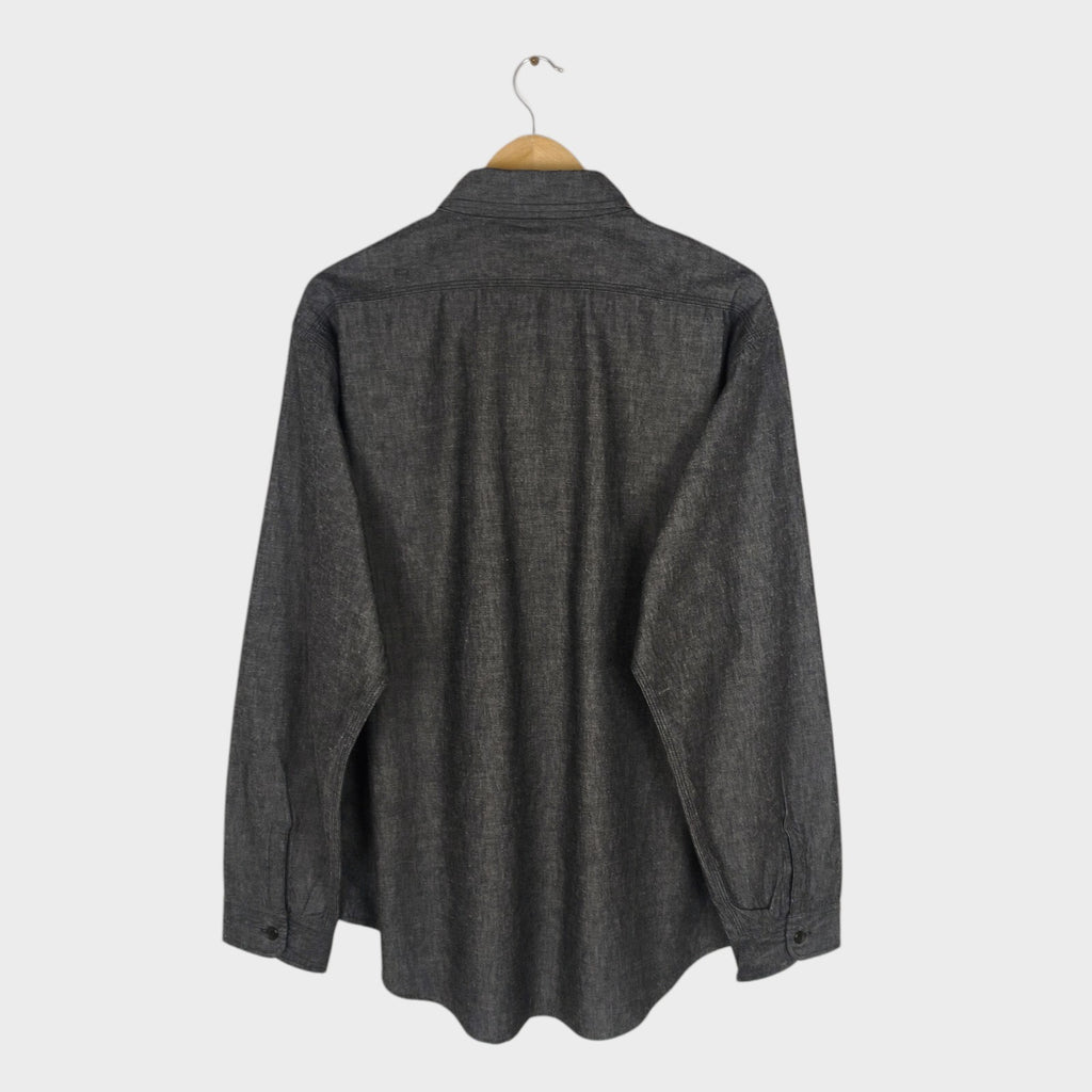 SUGAR CANE Men's Made in Japan Dark Grey Chambray Work Shirt