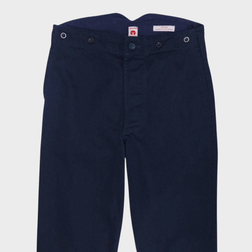 OLD TOWN Men's Made in England Navy Blue Cotton Twill Trousers
