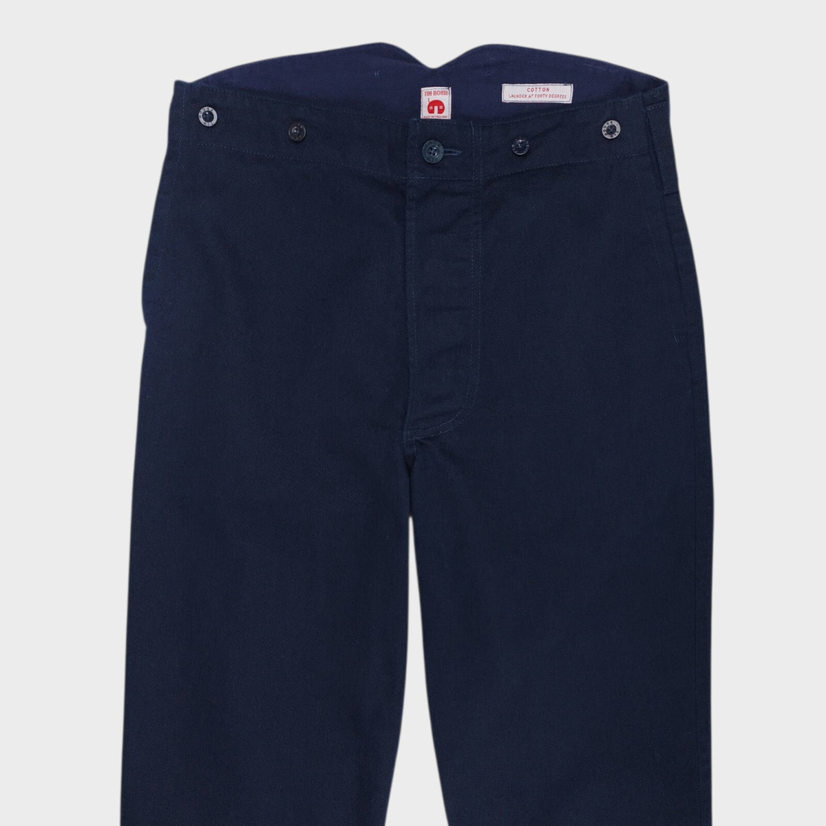 OLD TOWN Men's Made in England Navy Blue Cotton Twill Trousers