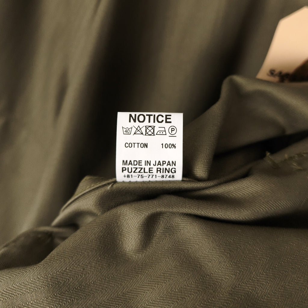 SASSAFRAS Men's Made in Japan Green Herringbone Overgrown Trug Jacket