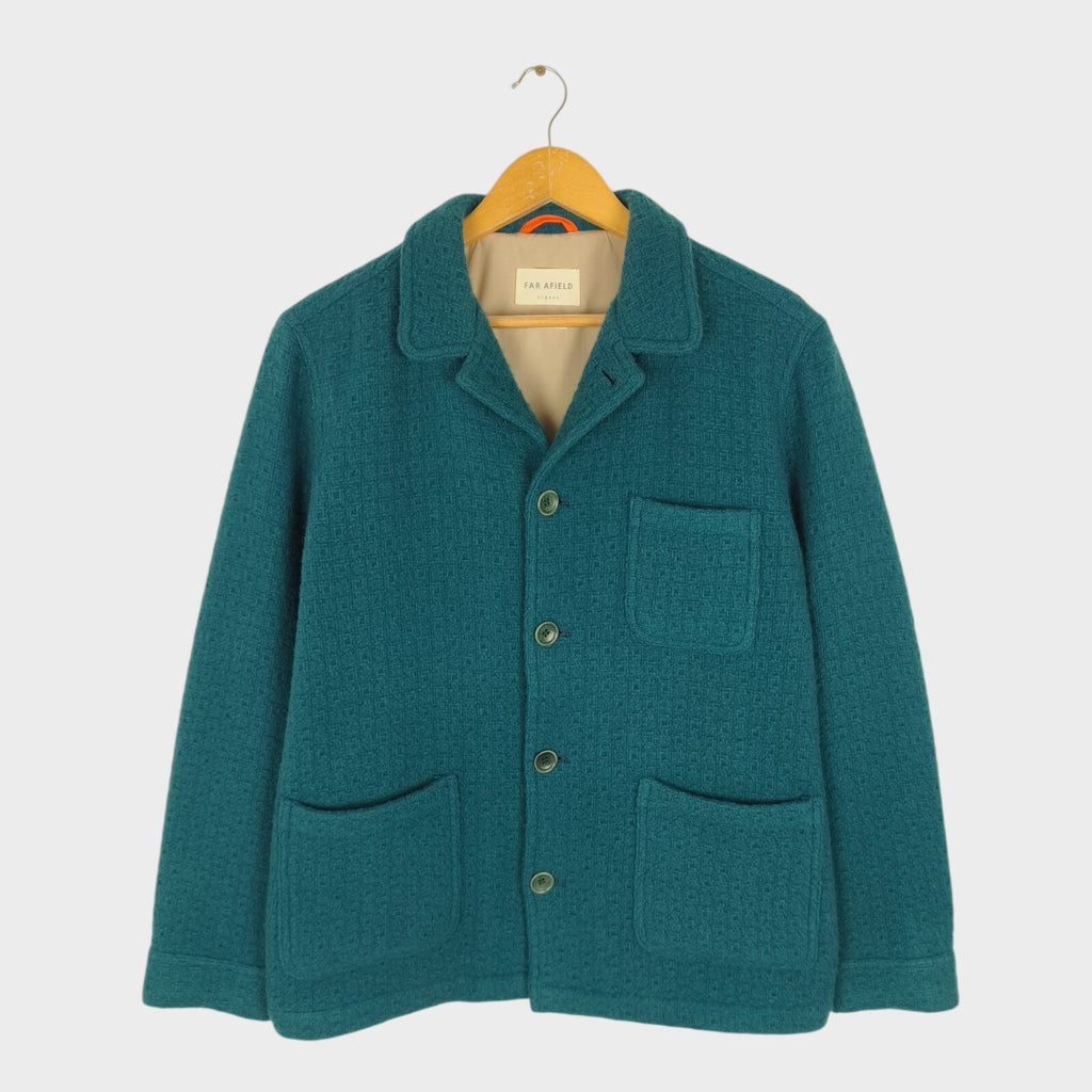 FAR AFIELD Men's Teal Wool BlendTextured Jacquard Station Chore Jacket