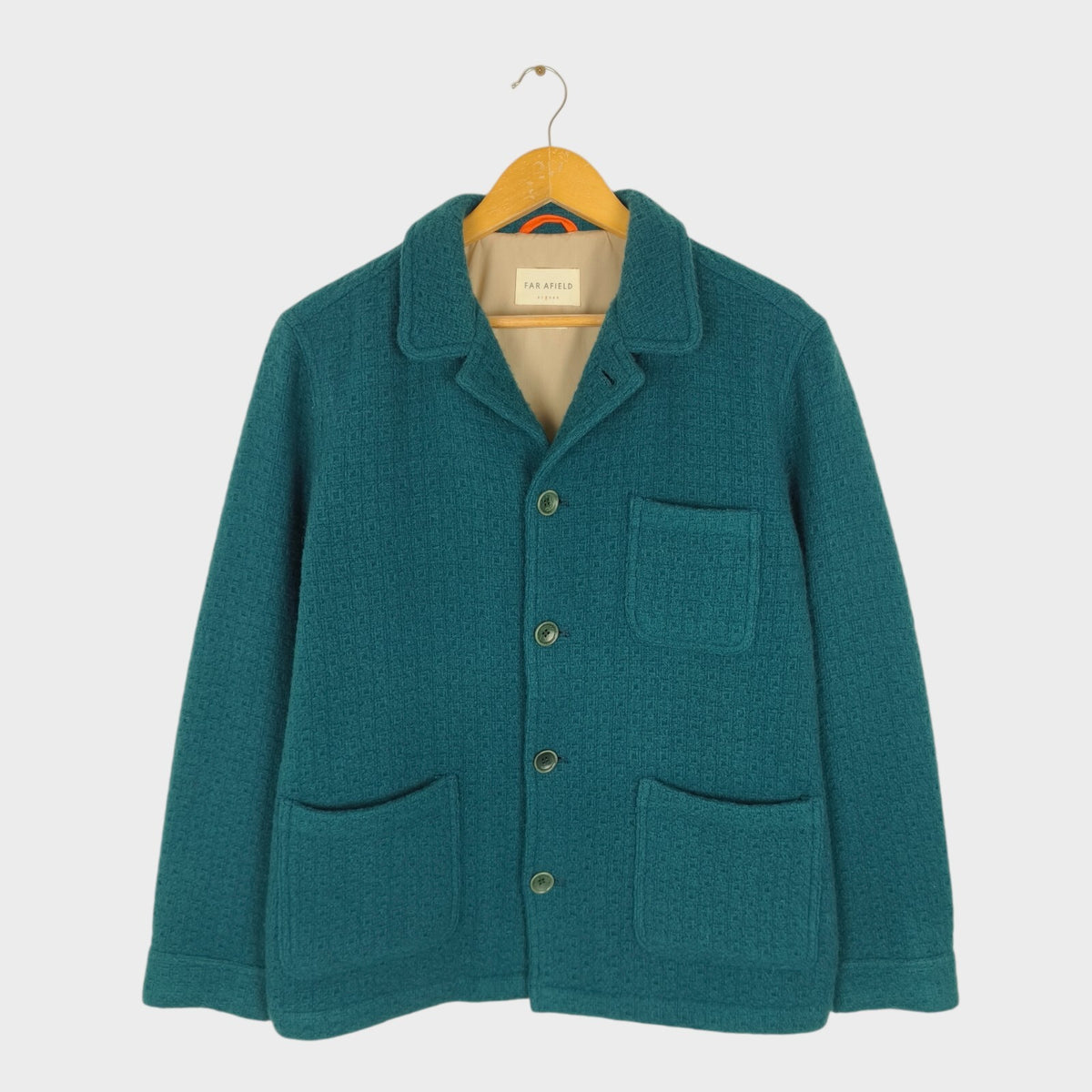 FAR AFIELD Men's Teal Wool BlendTextured Jacquard Station Chore Jacket