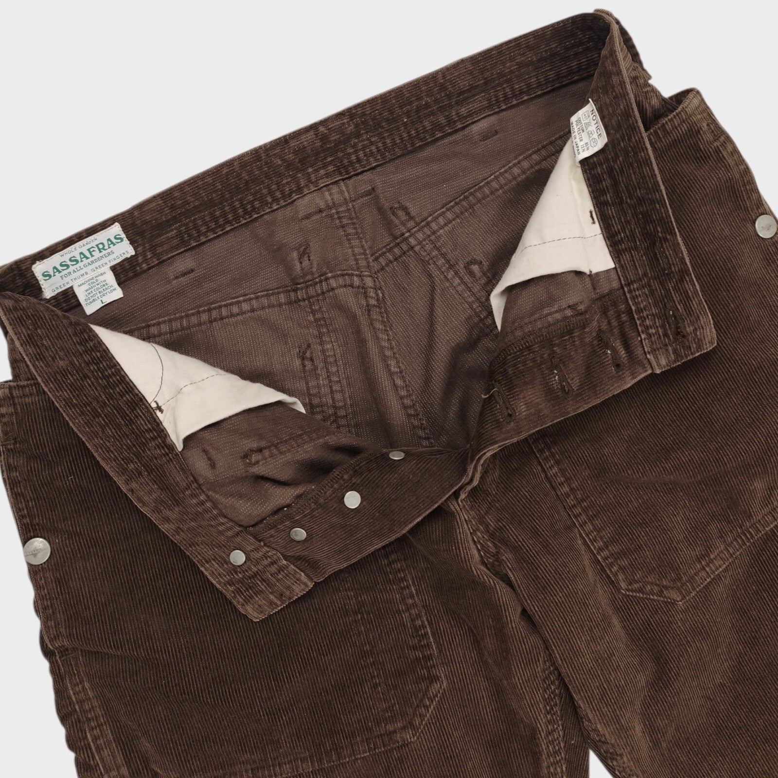 SASSAFRAS Men's Made in Japan Brown Corduroy Fall Leaf Cargo Trousers