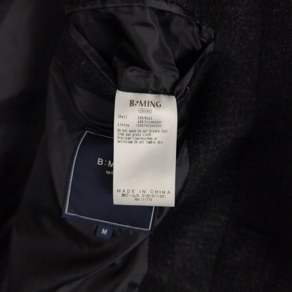 BEAMS B:MING Men's Windproof Stand Collar Tasmania Wool Blend Coat
