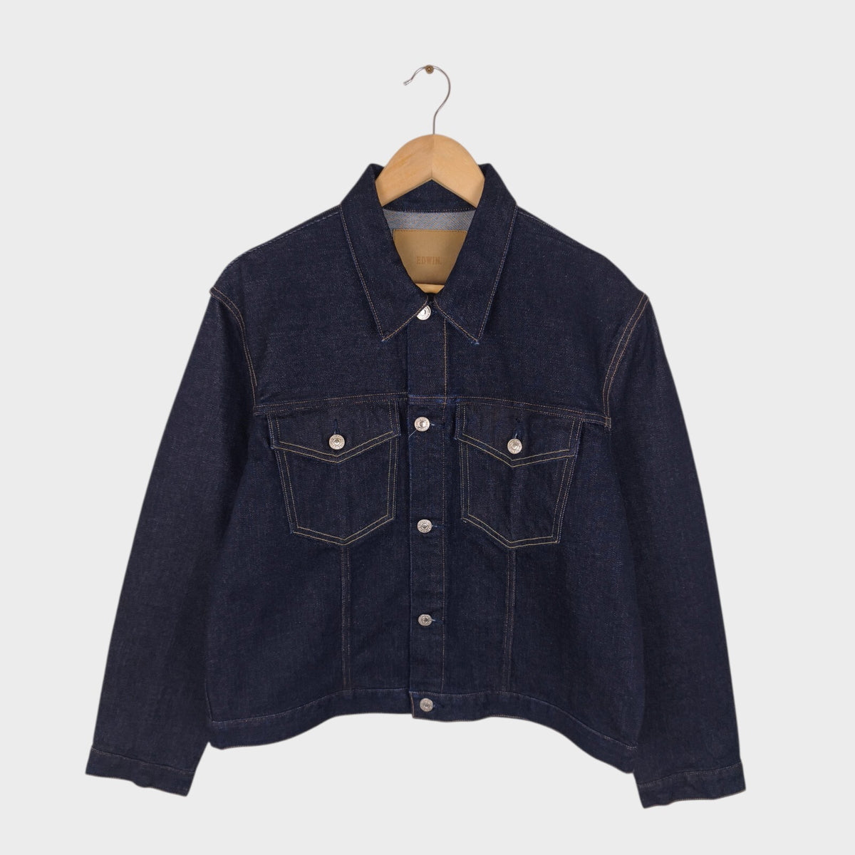 EDWIN Japan Men's Dark Blue Cropped Trucker Jacket
