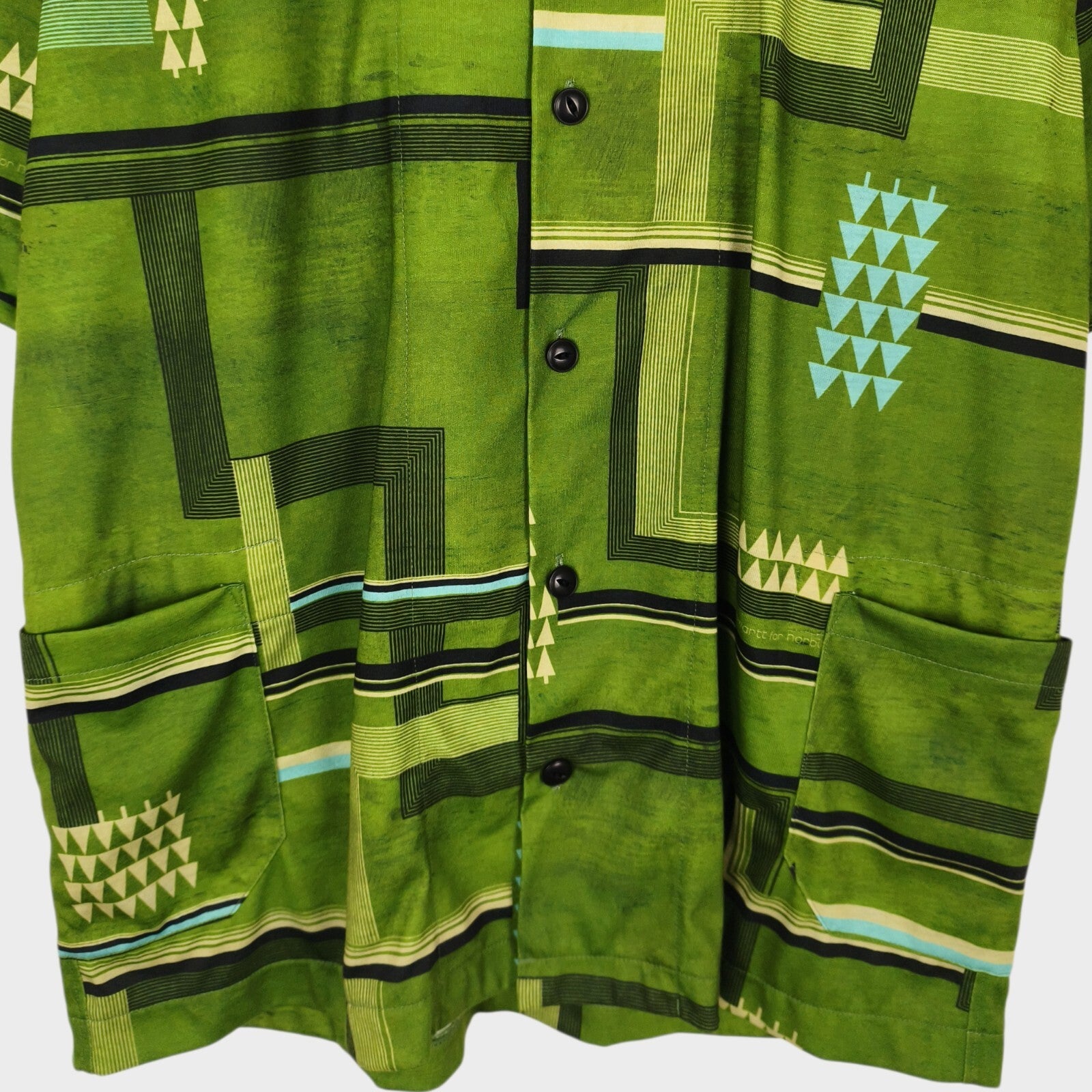 NORBIT BY HIROSHI NOZAWA Men's Green All-Over Print Aloha Shirt