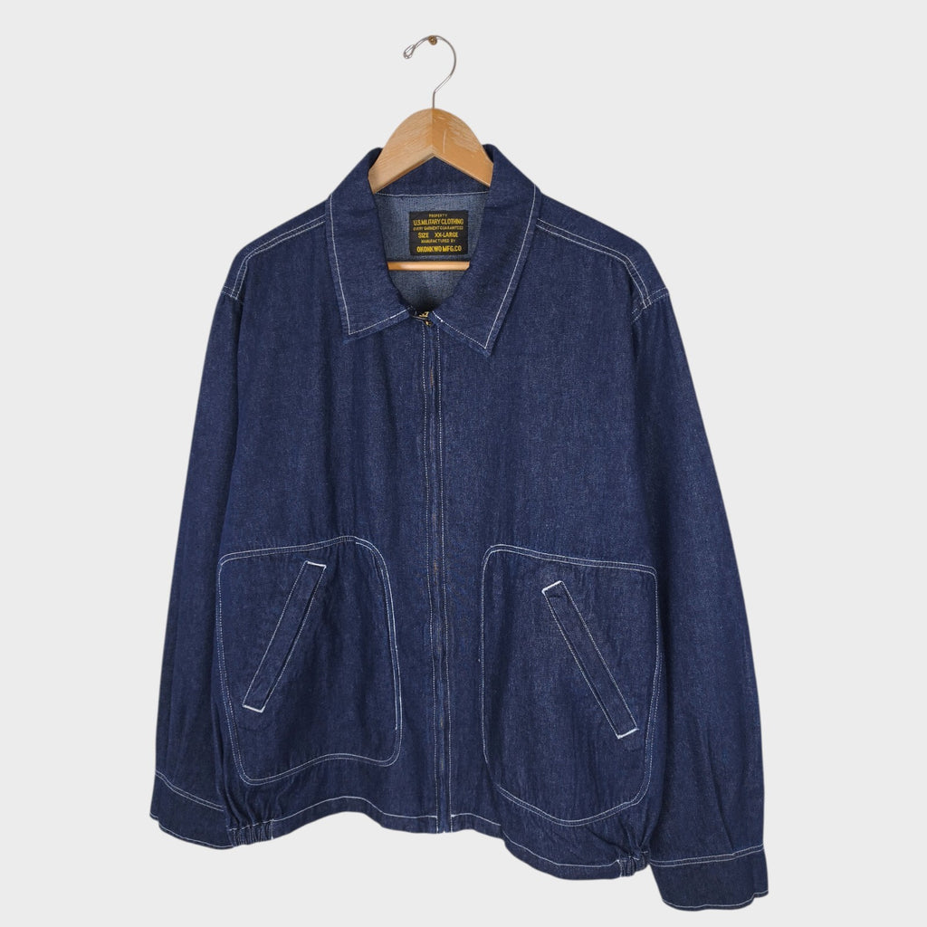 OKONKWO MFG Men's Blue Denim Worker Bomber Jacket