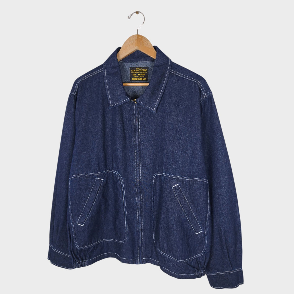 OKONKWO MFG Men's Blue Denim Worker Bomber Jacket