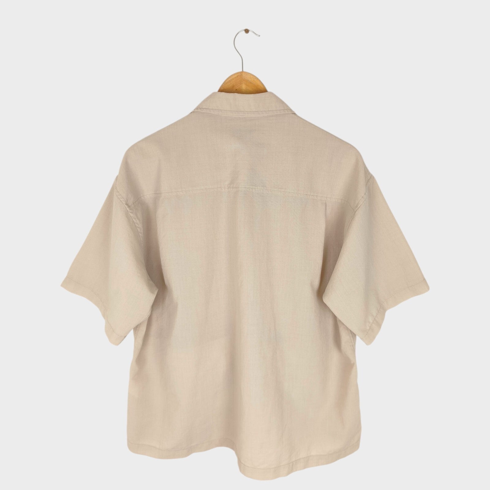 BEAMS B:MING Men's Cream Boxy Fit Short Sleeved Utility Shirt
