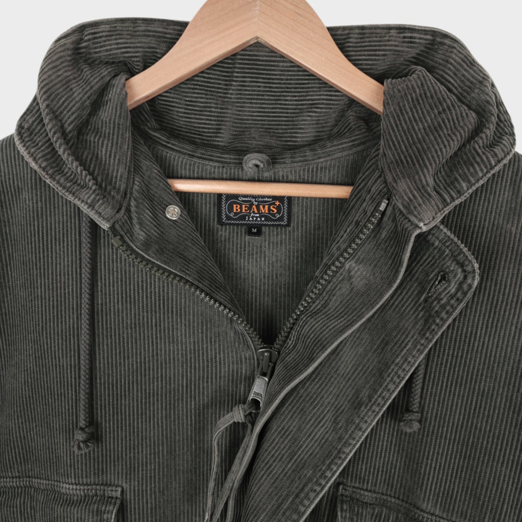 BEAMS PLUS Men's Pale Green Corduroy Field Parka Jacket