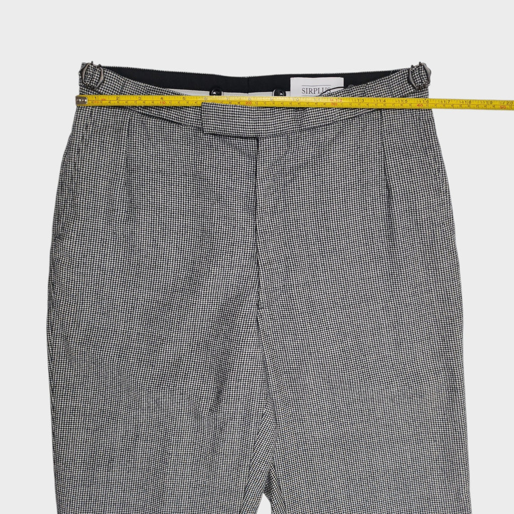 SIRPLUS Men's Micro Dogtooth Pleated Wool Trousers