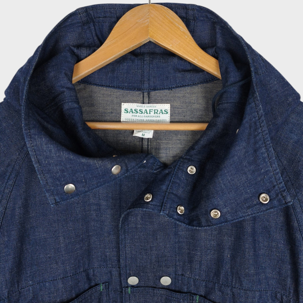 SASSAFRAS Men's Made in Japan Blue Denim Blower Bud Parka Jacket