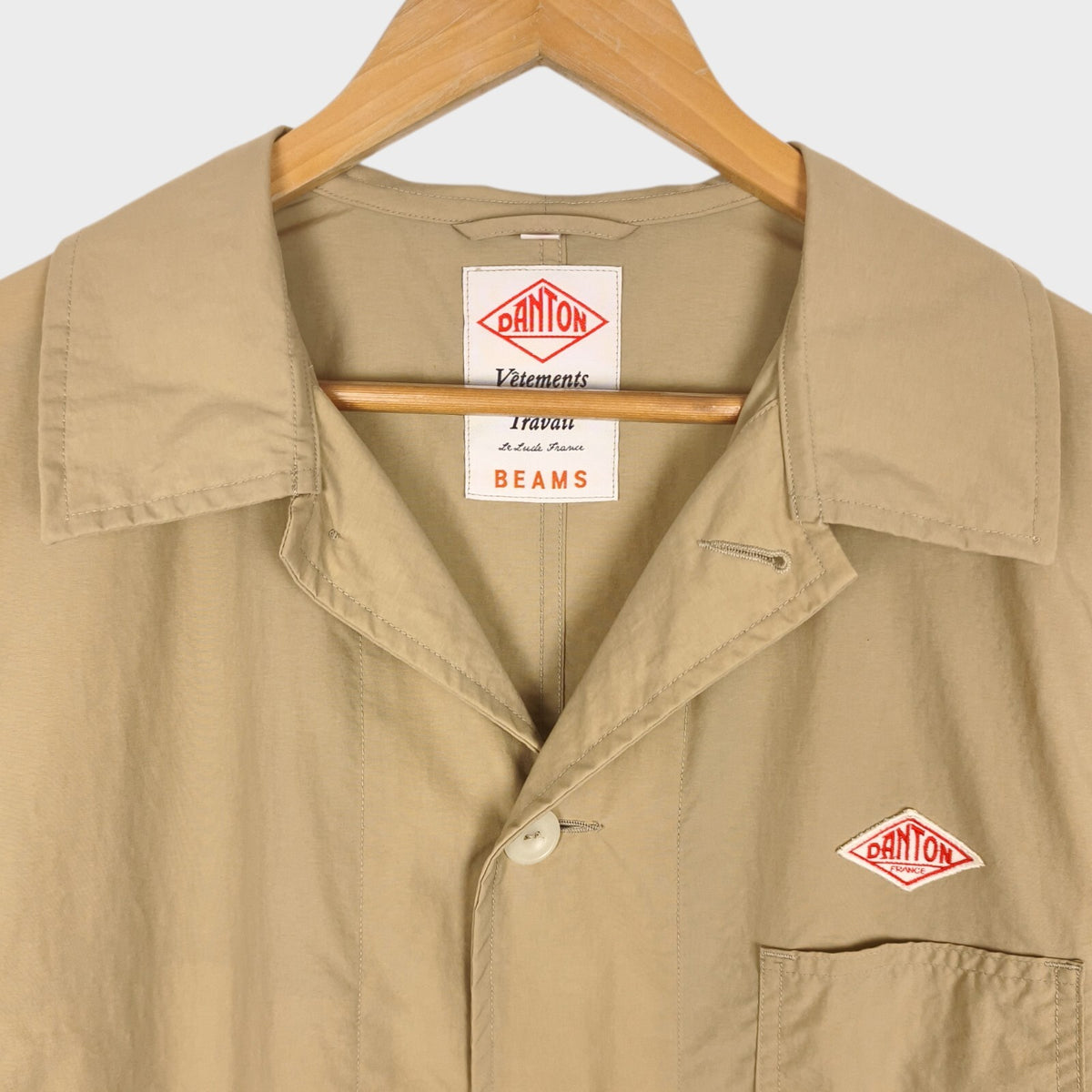 DANTON Men's Made in Japan Light Beige/Khaki Nylon Coat Jacket