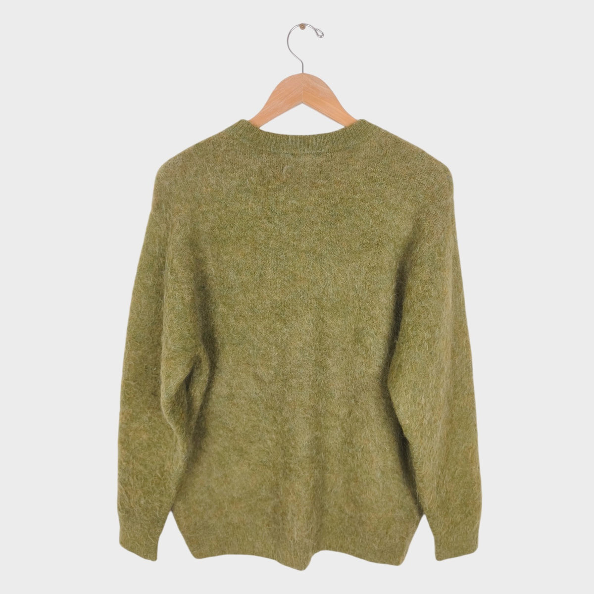 BEAMS B:MING Men's Green Mohair Blend Shaggy Jumper